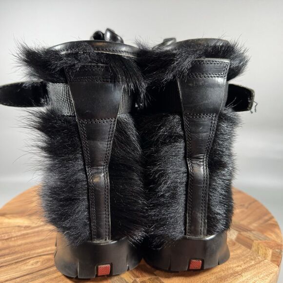 Vintage Prada Sport Black Ponyhair Boots Chunky Platform 90s Y2K Women 38.5 8.5 - Picture 6 of 10